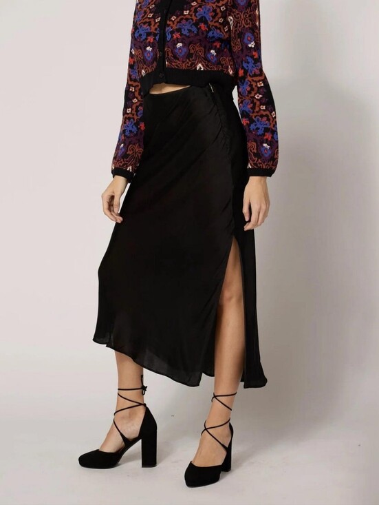 Cleobella Dresses & Skirts - NWT Cleobella Midi Skirt Black Medium 100% Viscose Satin Slip Skirt Minimalist